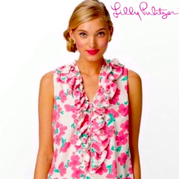 Lilly Pulitzer floral Allison Blouse - Picture 2 of 4